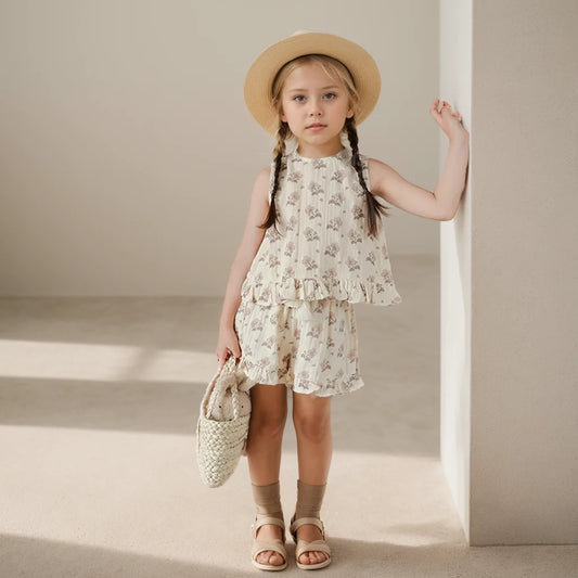Girls Organic Cotton Floral Summer Outfit