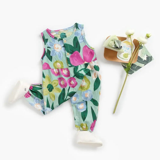 Flower Print Summer Baby Jumpsuit