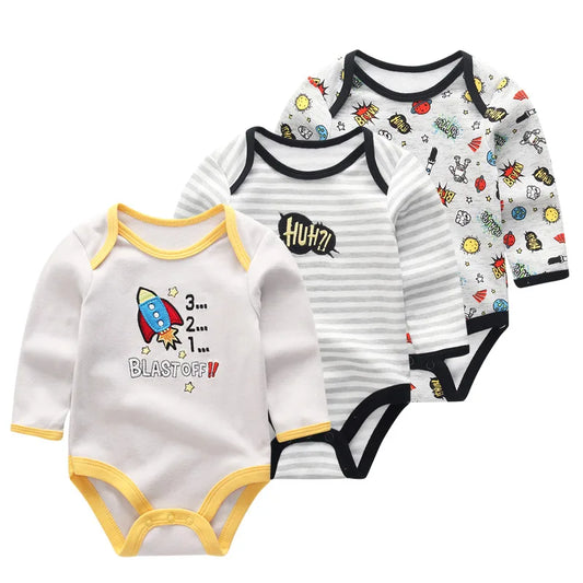 3-Piece Cartoon Cotton Bodysuit Set