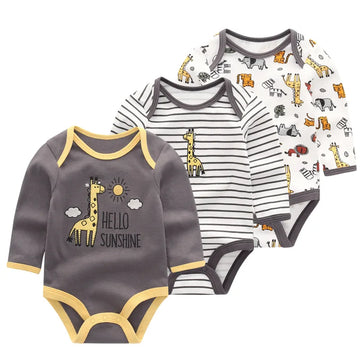 3-Piece Cartoon Cotton Bodysuit Set